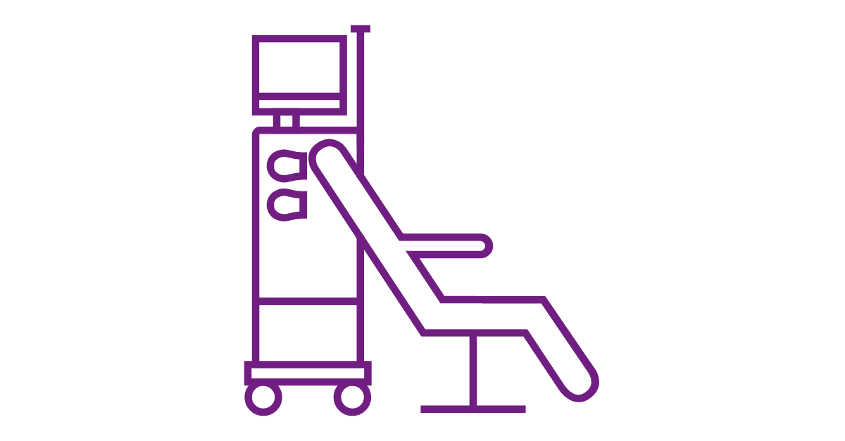 Purple diaylsis machine icon.