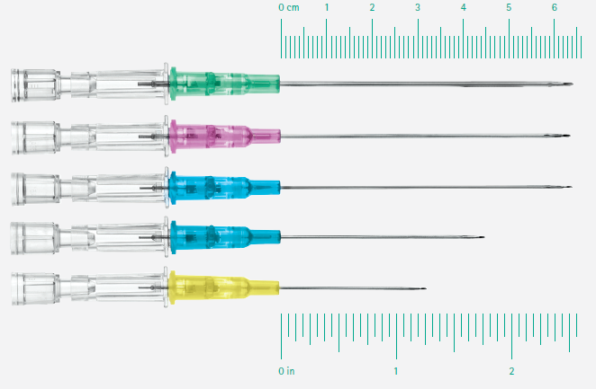 Introcan Safety 2 Deep Access IV Catheter components.