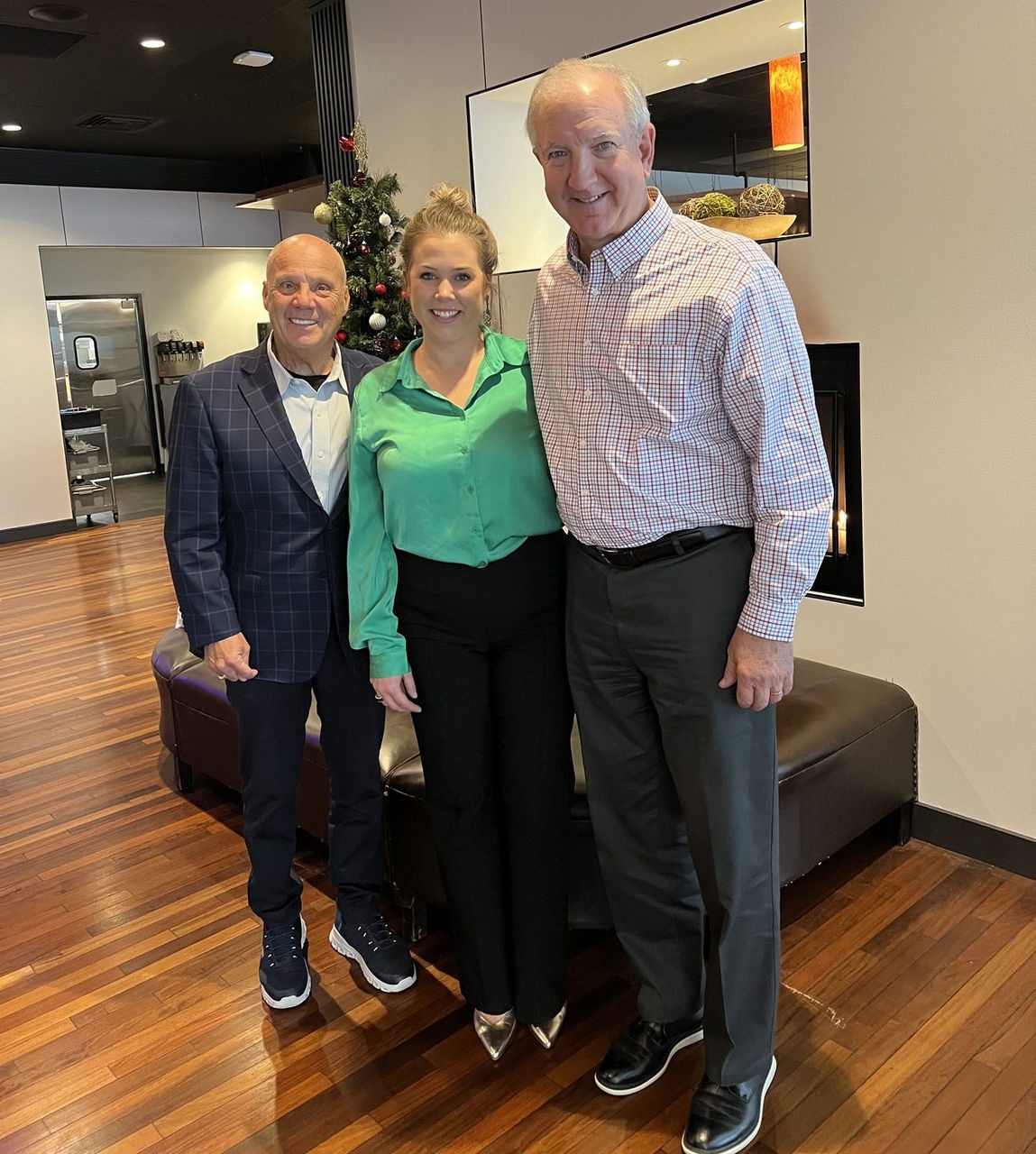 President and CEO of the Greater Lehigh Valley Chamber of Commerce and Patrick Witmer, Corporate VP, Corporate Affairs and Communications at B. Braun, during a community partnership event focused on investing in the Lehigh Valley.