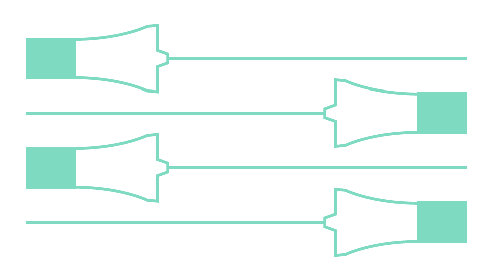 Illustration of four Stimuplex Ultra 360 needles shown horizontally.
