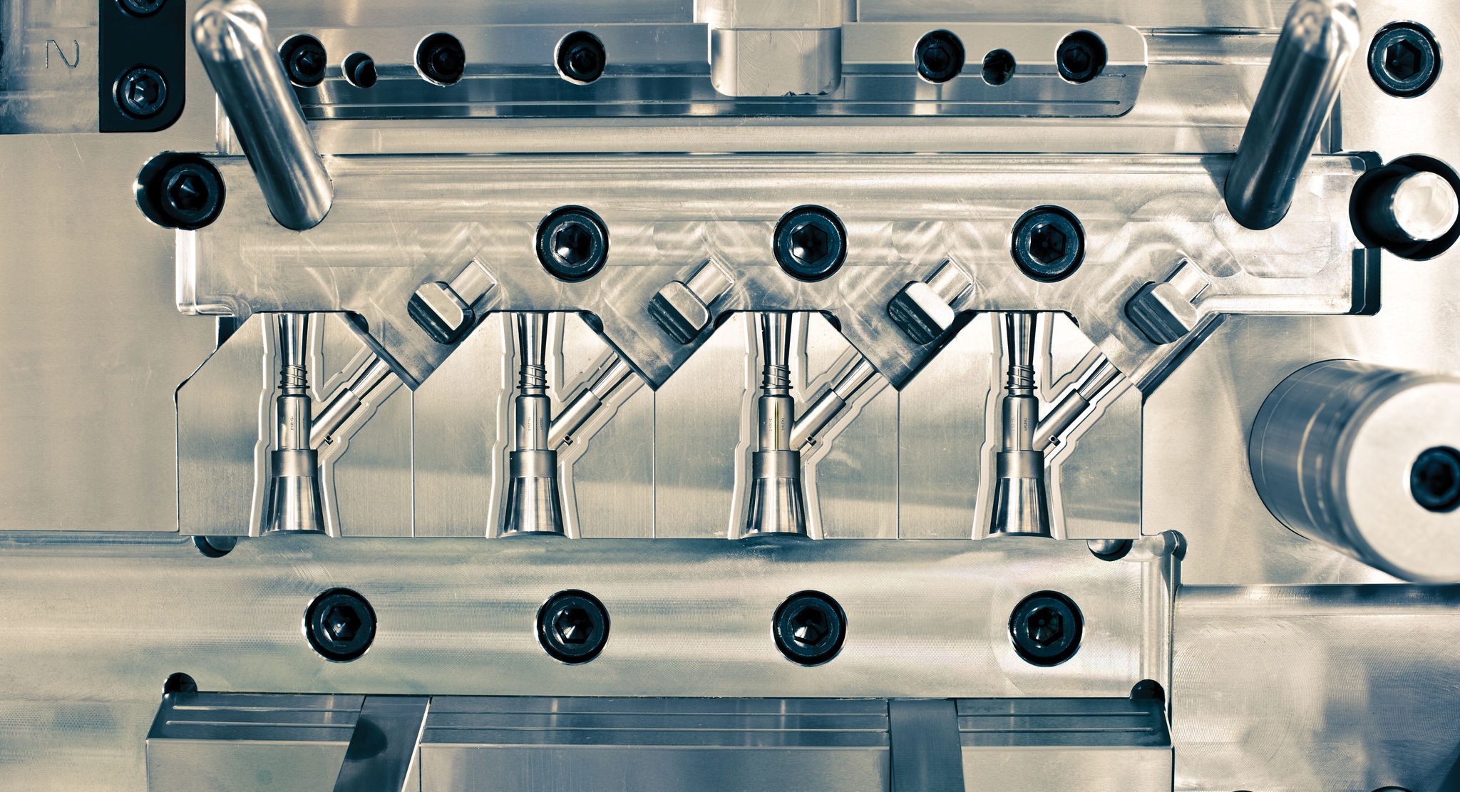 Close-up of a molding press.