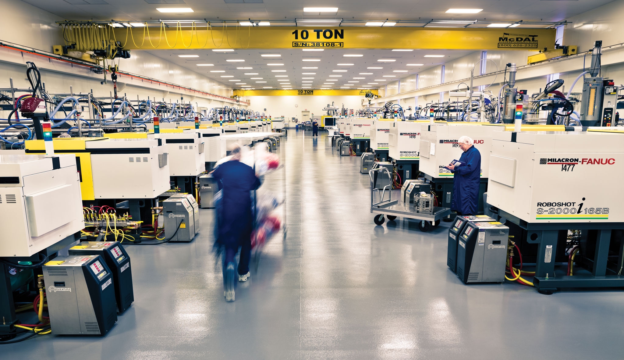 Interior of an industrial facility with multiple large machines.