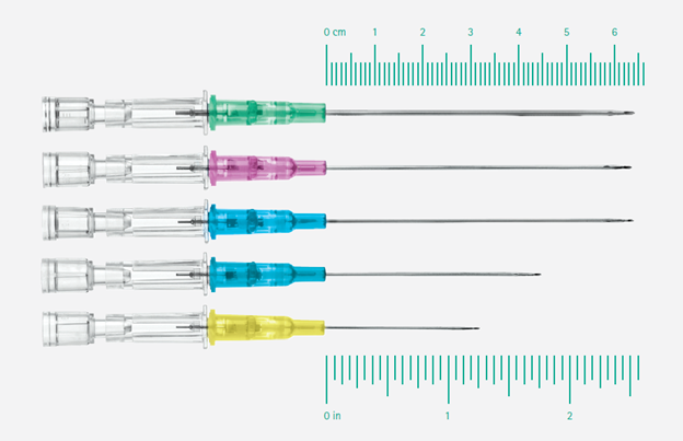Introcan Safety 2 Deep Access IV Catheter components.