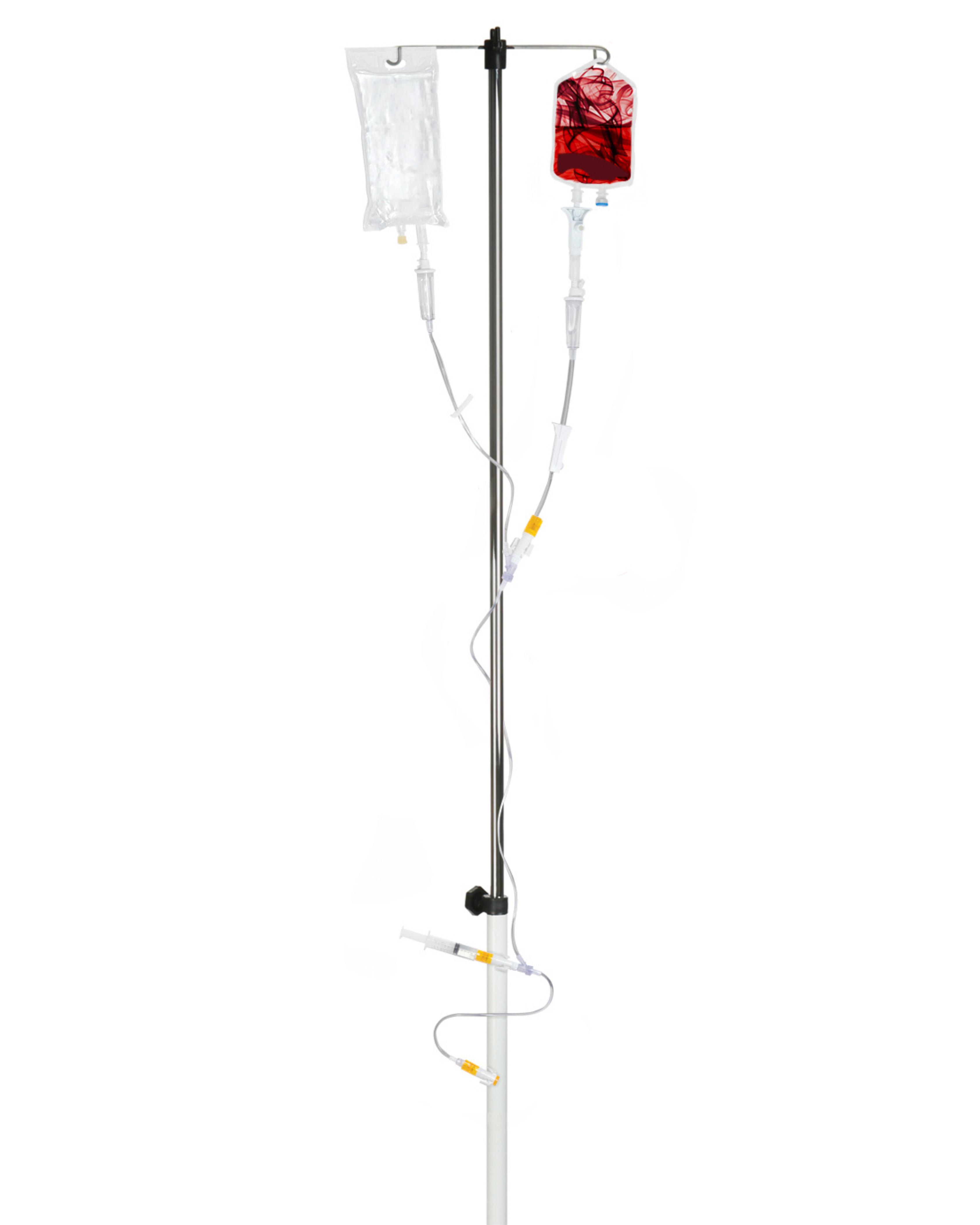 OnGuard 2 Closed System Device on an IV pole. 