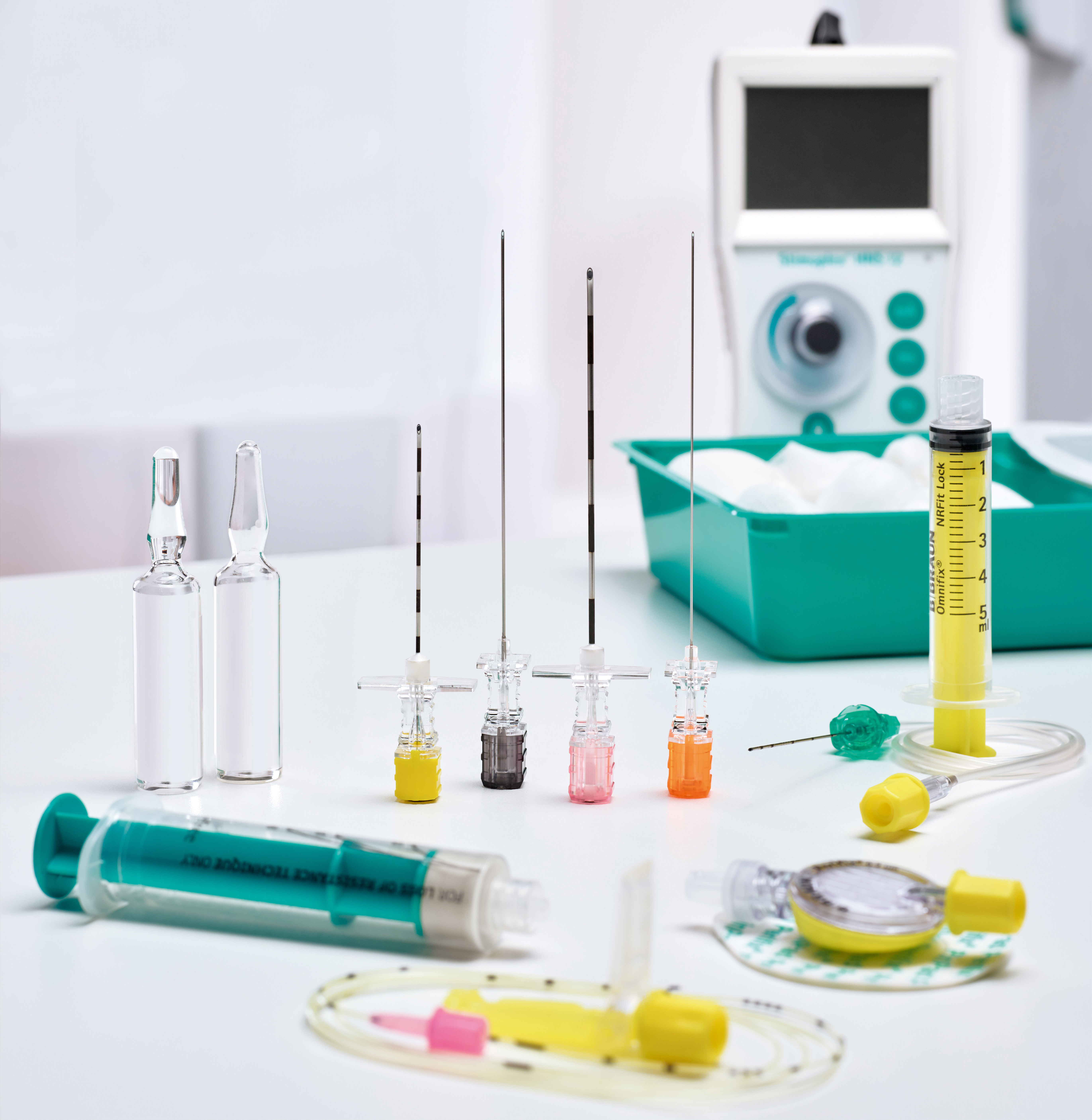 Products in the pain control portfolio laying on a white table. 