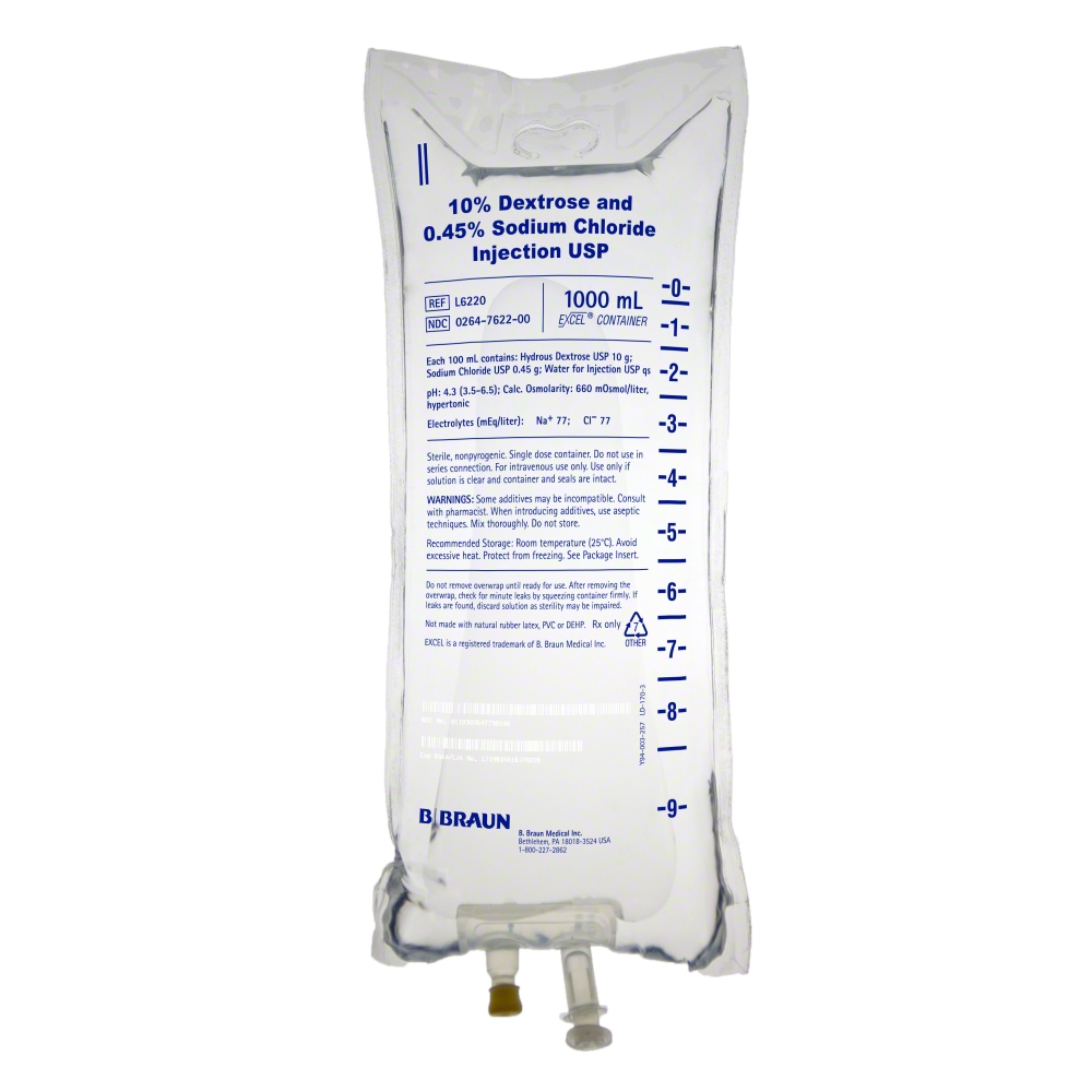 koooty 　10枚　hollow 10% Dextrose and 0.45% Sodium Chloride Injection USP, 1000 mL